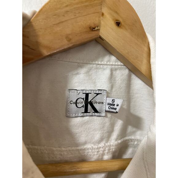 Calvin Klein Jeans Women’s White Vest – Size S – Sleeveless Button Front - Picture 2 of 3